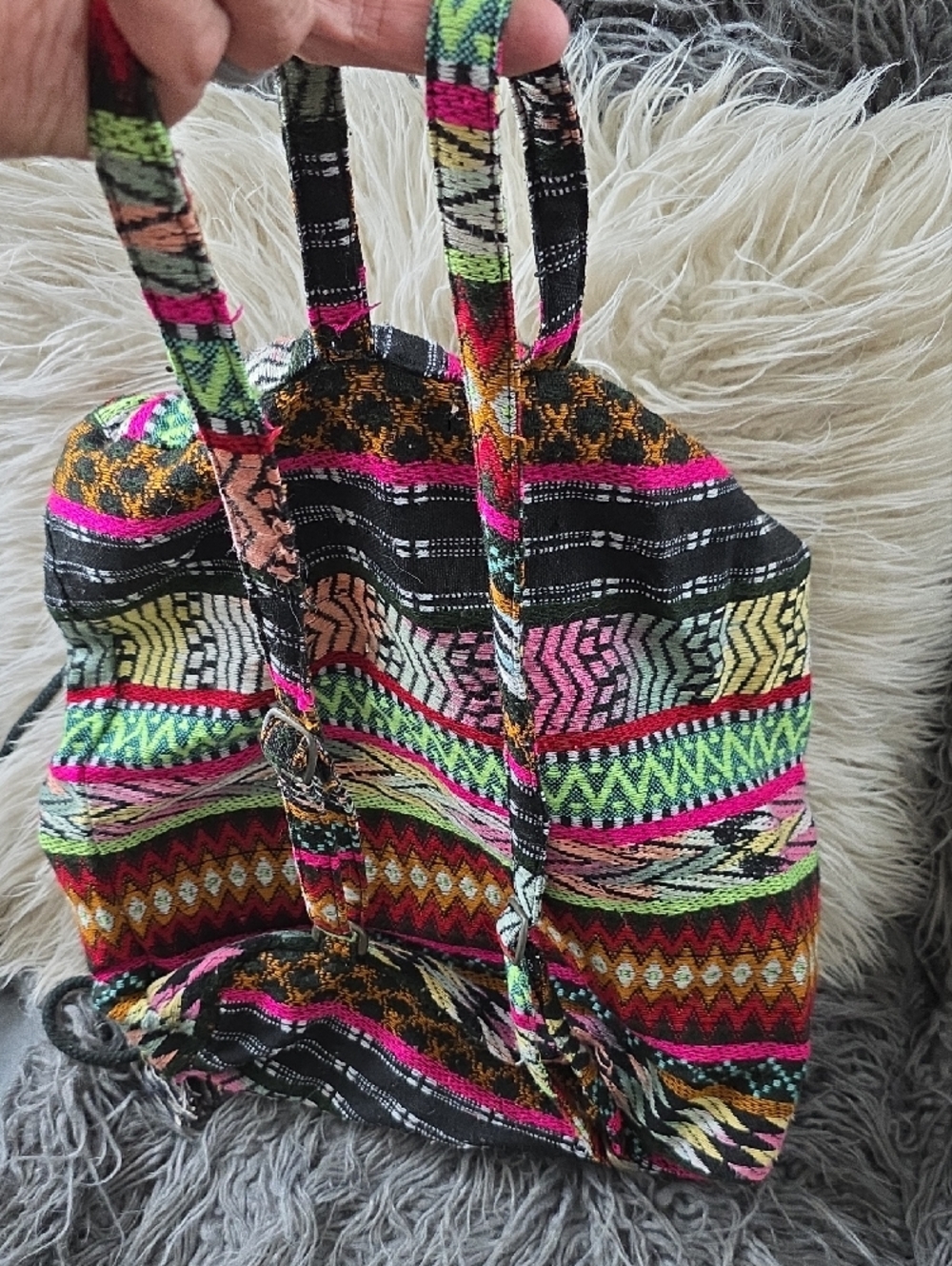 Boho Embroidered Drawstring Backpack - Multicolor - Picture 4 of 4